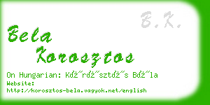 bela korosztos business card